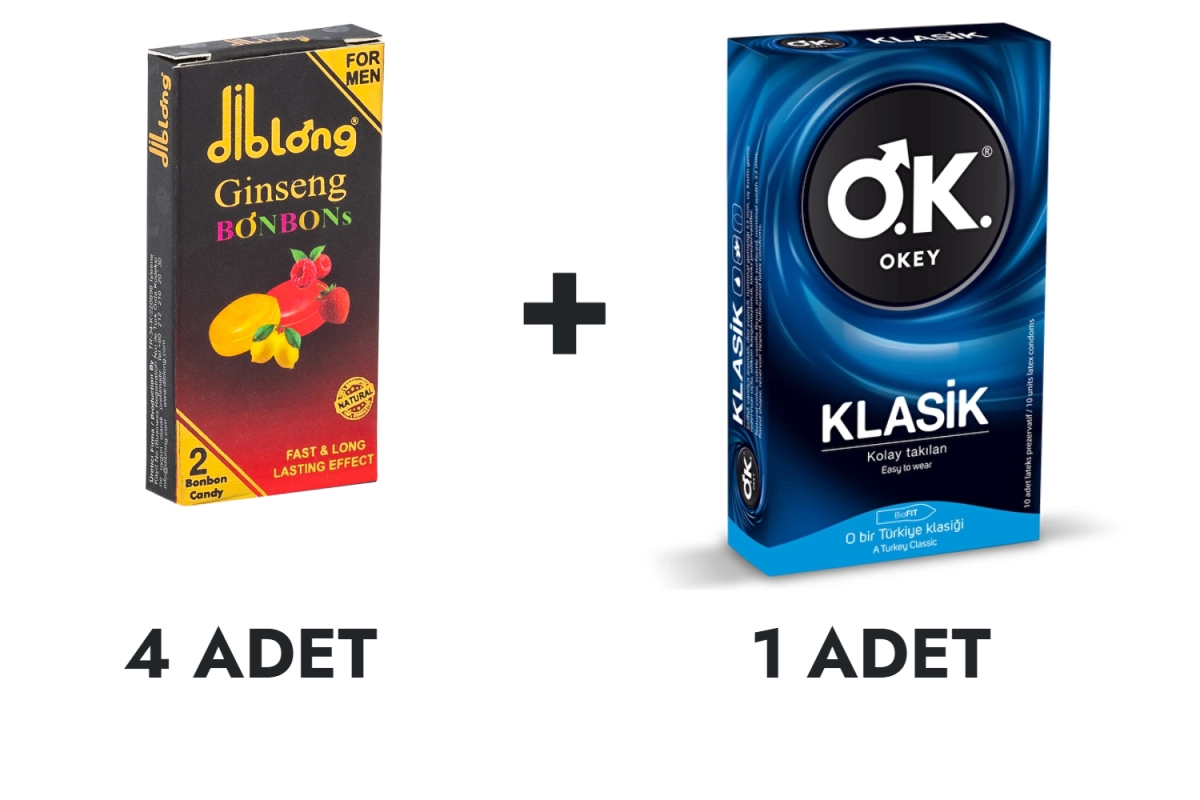 Diblong Ginseng Bonbons 4 Adet ve OKEY Klasik Prezervatif 10'lu