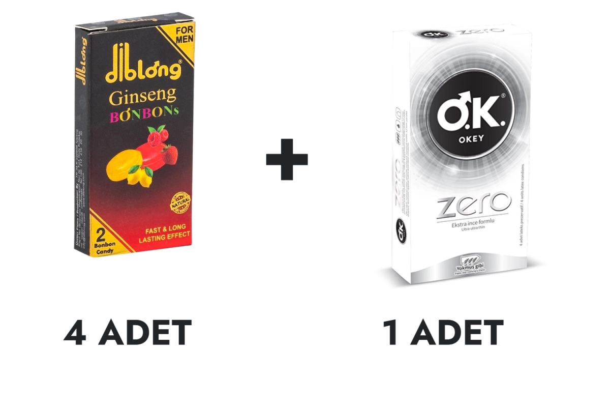 Diblong Ginseng Bonbons 4 Adet ve OKEY Zero Prezervatif 10'lu