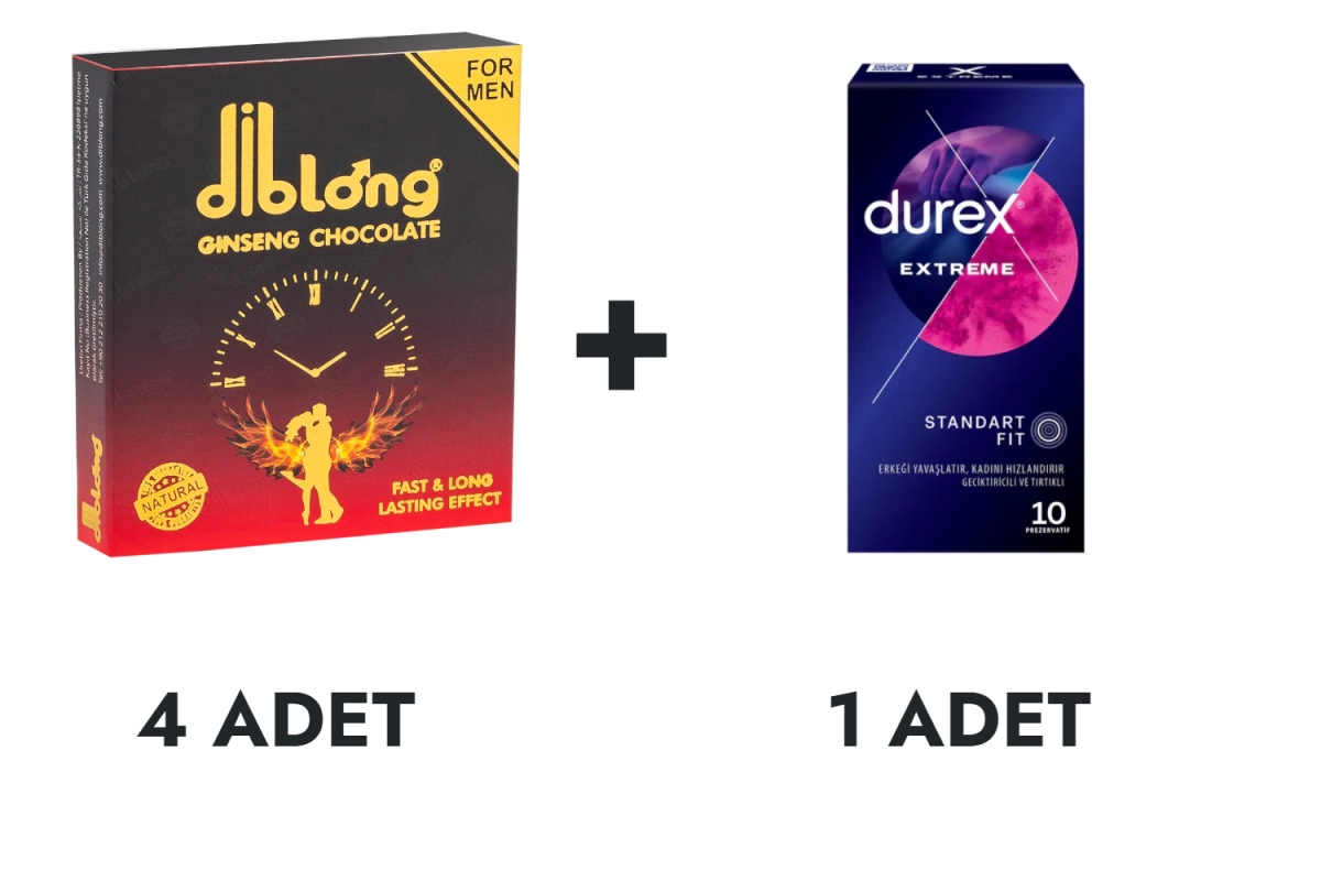 Diblong Çikolata 4 Adet ve Durex Extreme Prezervatif 10'lu