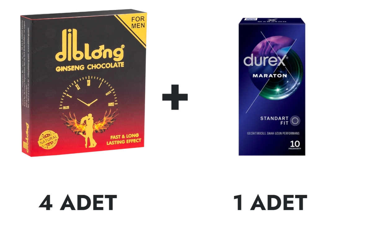 Diblong Çikolata 4 Adet ve Durex Maraton Prezervatif 10'lu