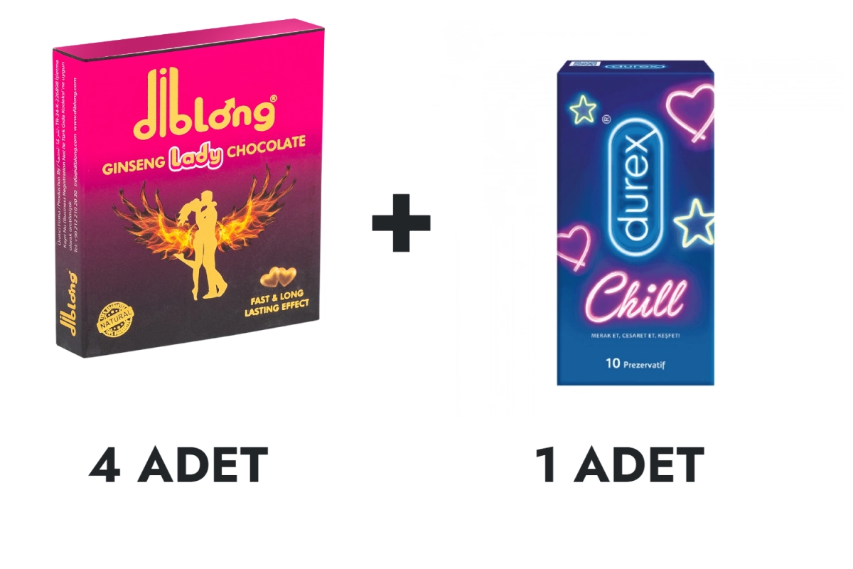 Diblong Lady Çikolata 4 Adet ve Durex Chill Prezervatif 10'lu