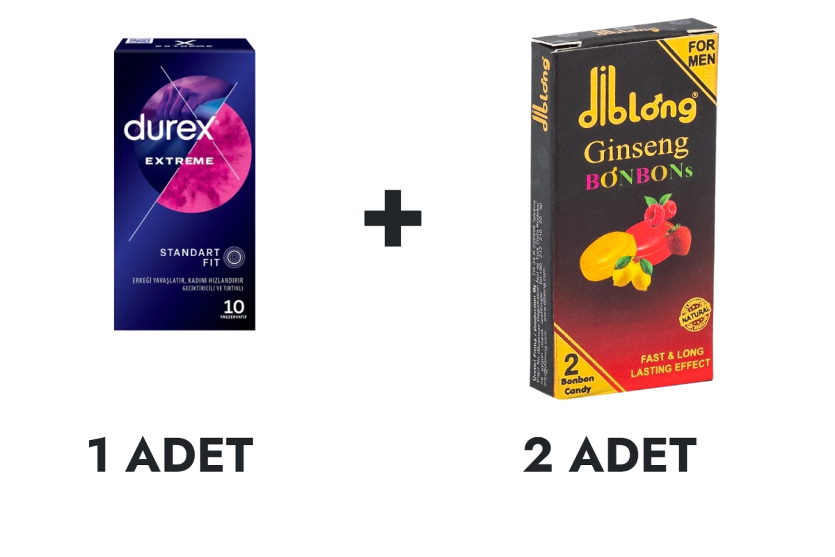 Durex Extreme Prezervatif 10'lu ve Diblong Ginseng Bonbons 2 Adet