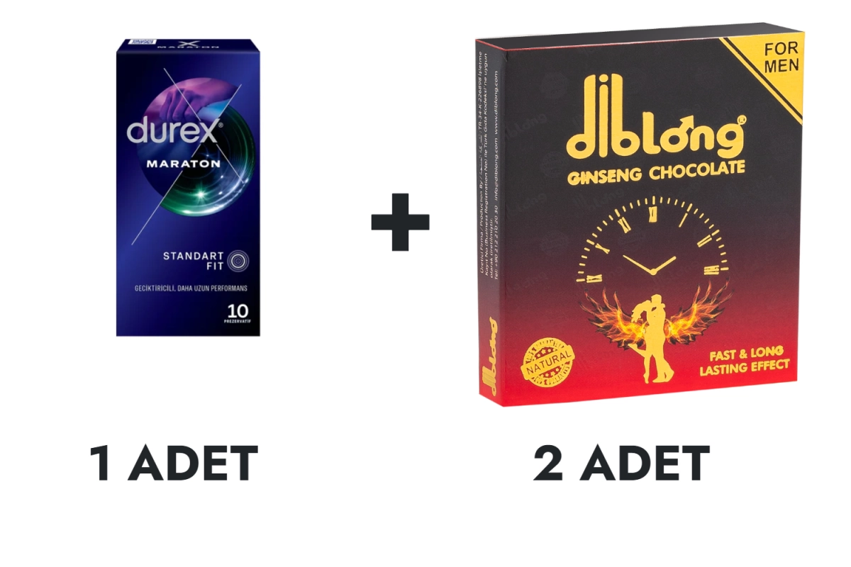 Durex Maraton Prezervatif 10'lu ve Diblong Çikolata 2 Adet