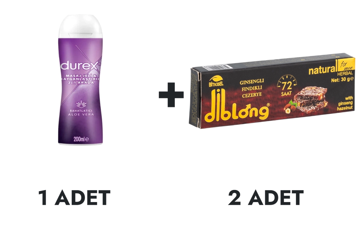 Durex Play 2in 1 Aloe Vera Masaj Jeli ve Diblong Cezerye 2 Adet