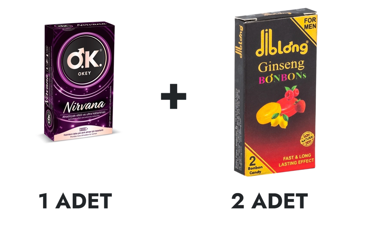 OKEY Nirvana Prezervatif 10'lu ve Diblong Ginseng Bonbons 2 Adet