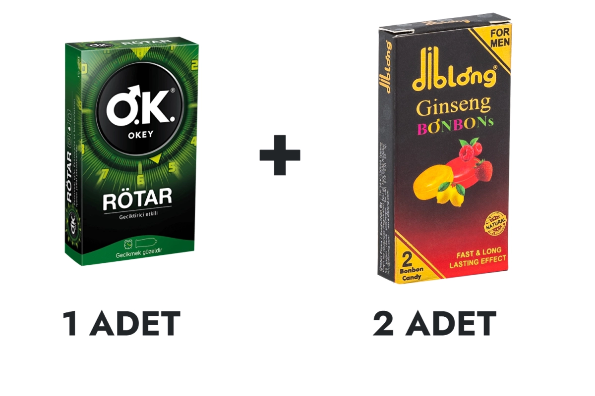 OKEY Rötar Prezervatif 10'lu ve Diblong Ginseng Bonbons 2 Adet